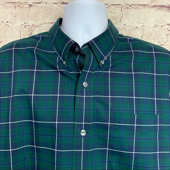 L.L. Bean Green Check Traditional Fit Button Front Long Sleeve Shirt - Picture 2 of 8